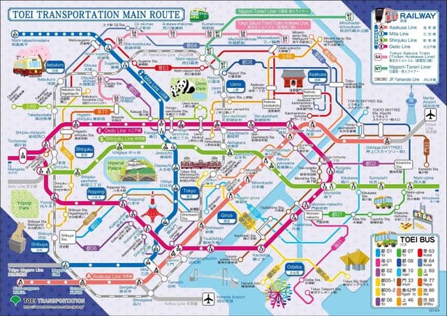 Mapa de la estación de autobuses de Tokio