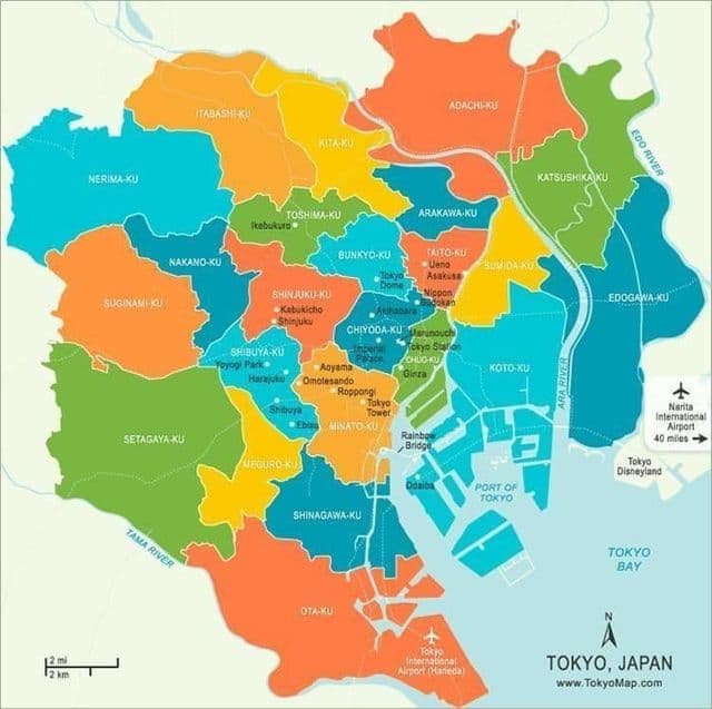 Mapa del distrito de Tokio