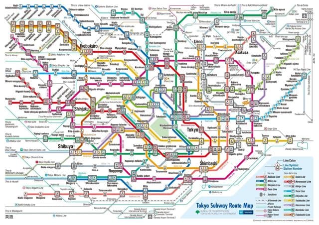 Mapa de las estaciones de metro de Tokio