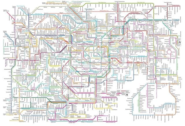 Mapa de las estaciones de tren de Tokio