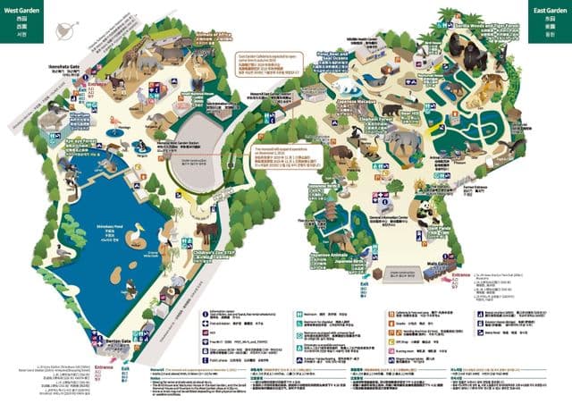 Mapa del parque zoológico de Tokio
