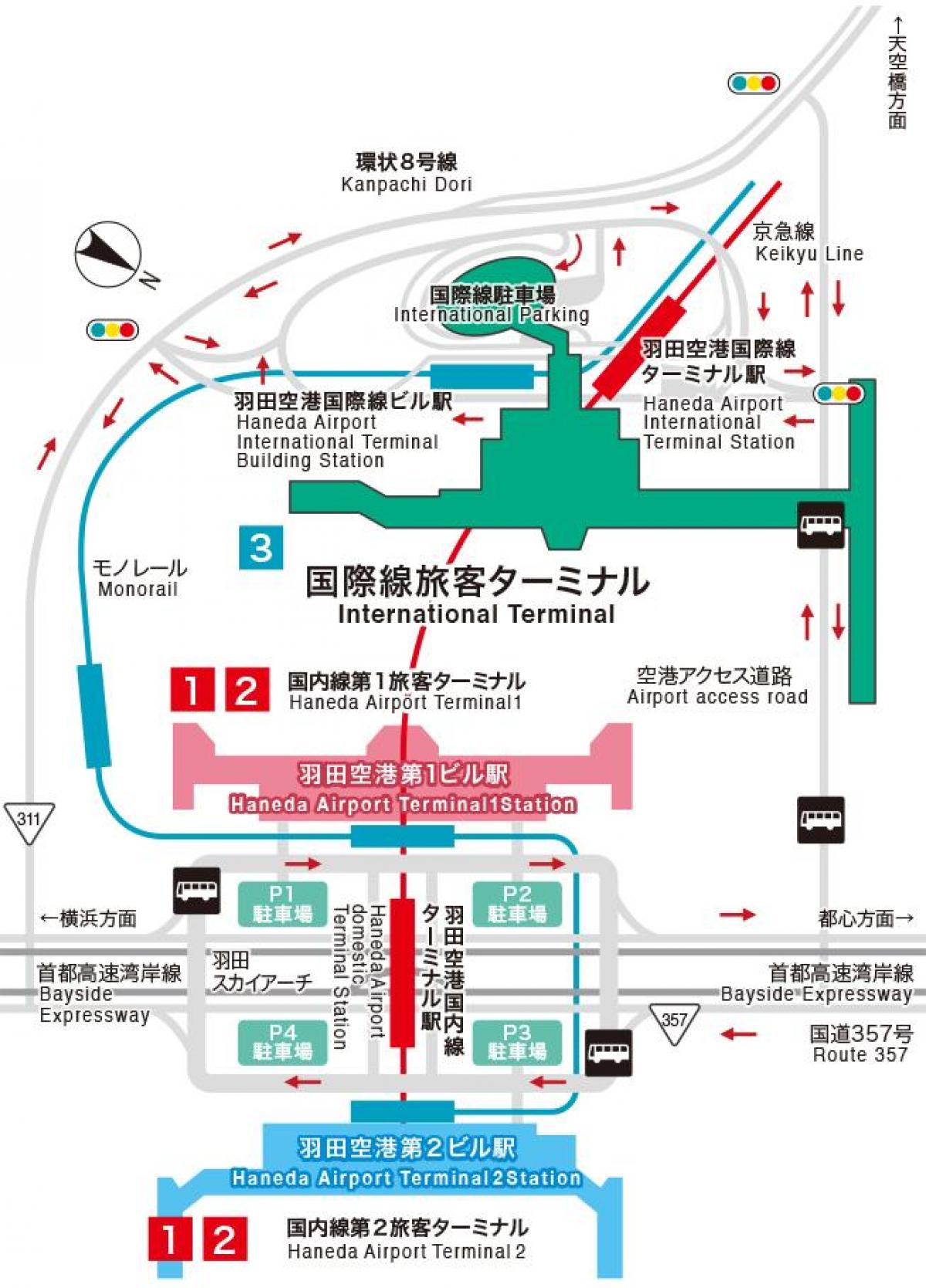 Mapa de la terminal del aeropuerto de Tokio